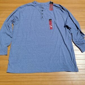 3XLT Foundry Long Sleeve Henley Heather Blue Shirt